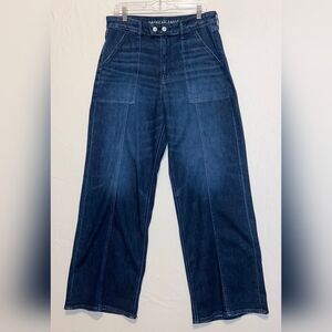 Blue Wide-Leg Denim Pants By American Eagle